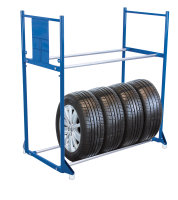 Reifenregal mit 2 Etagen, 300 kg Traglast, 1145 x 395 mm, blau