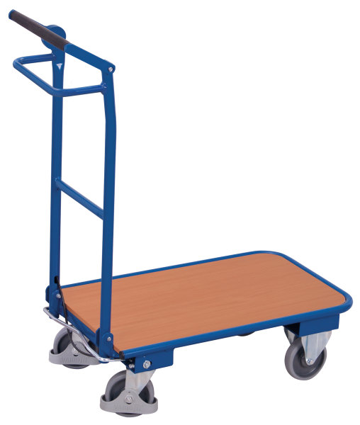 Klappb&uuml;gelwagen mit Totmannbremse, 150 kg Traglast, 720 x 450 mm, blau