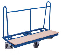 Plattenwagen mit rhombischer Rollenanordnung, 500 kg Traglast, 1500 x 370 mm, blau