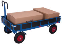 Handpritschenwagen mit Bordwand, 1000 kg Traglast, 1585 x 780 mm, blau