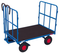 Handpritschenwagen mit 2 Rohrgitterwänden, 700 kg Traglast, 940 x 700 mm, blau