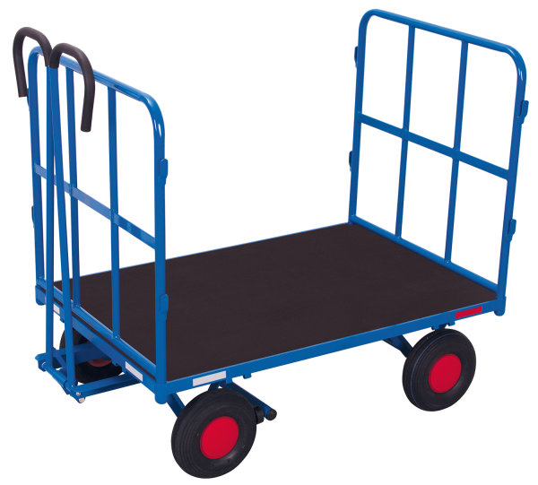 Handpritschenwagen mit 2 Rohrgitterw&auml;nden, 700 kg Traglast, 1140 x 800 mm, blau