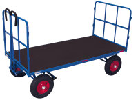 Handpritschenwagen mit 2 Rohrgitterwänden, 1000 kg Traglast, 1140 x 800 mm, blau
