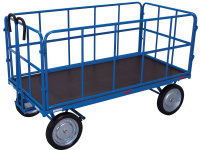 Handpritschenwagen mit 4 Rohrgitterwänden, 1000 kg Traglast, 1140 x 740 mm, blau