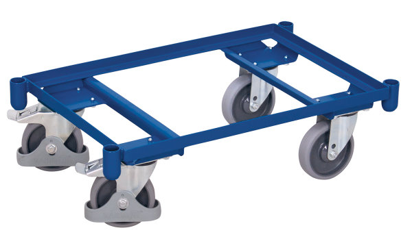 Euro-System-Roller mit Eckh&uuml;lsen, 250 kg Traglast, 605 x 410 mm, blau