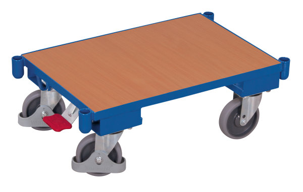 Euro-System-Roller mit Boden und Eckh&uuml;lsen, 250 kg Traglast, 610 x 415 mm, blau