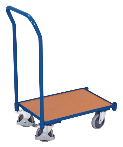 Euro-System-Roller mit Boden und Schiebeb&uuml;gel, 250 kg Traglast, 605 x 410 mm, blau