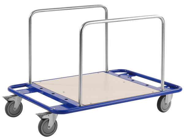 Leichter Plattenwagen, 1000x700x690 mm, 150 kg Tragf&auml;higkeit, Blau / Verzinkt