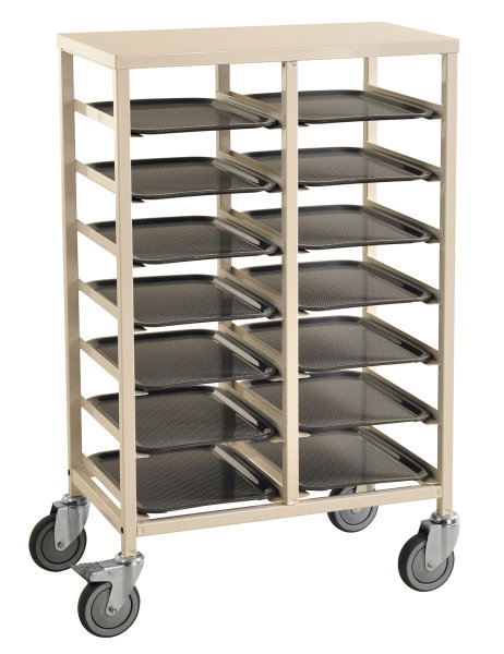 Tablettwagen, 14 Ebenen, 720x430x1095 mm, 150 kg Tragf&auml;higkeit, Wei&szlig;