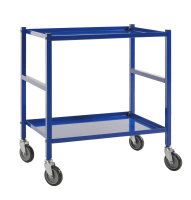 Tischwagen, 2 Ebenen, 625 x 414 mm, 150 kg Tragfähigkeit, Blau, ohne Bremsen