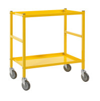 Tischwagen, 2 Ebenen, 625 x 414 mm, 150 kg Tragfähigkeit, Gelb, mit Bremsen