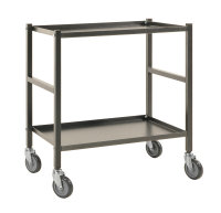 Tischwagen, 2 Ebenen, 625 x 414 mm, 150 kg Tragfähigkeit, Anthrazit grau, ohne Bremsen