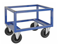 Palettenwagen - niedrig, 800x600x650 mm, 800 kg Tragf&auml;higkeit, Blau, mit Bremsen