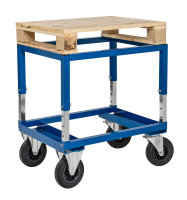 Palettenwagen - niedrig, 800x600x654 mm, 800 kg Tragf&auml;higkeit, Blau, ohne Bremsen