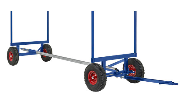 Langgutwagen, 4000x1270x640 mm, 3500 kg Tragf&auml;higkeit, mit unplattbaren R&auml;dern, Blau