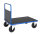 Plattformwagen, 1 Ebenen, 1000x700x900 mm, 500 kg Tragf&auml;higkeit, Blau / MDF, braun, mit Bremsen