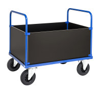 Kofferwagen, 1 Ebenen, 1000x700x900 mm, 500 kg Tragfähigkeit, MDF, braun / Blau, mit Bremsen