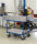 Tischwagen, 2 Ebenen, 1200 x 800 mm, 500 kg Tragf&auml;higkeit, Blau / MDF, braun, ohne Bremsen