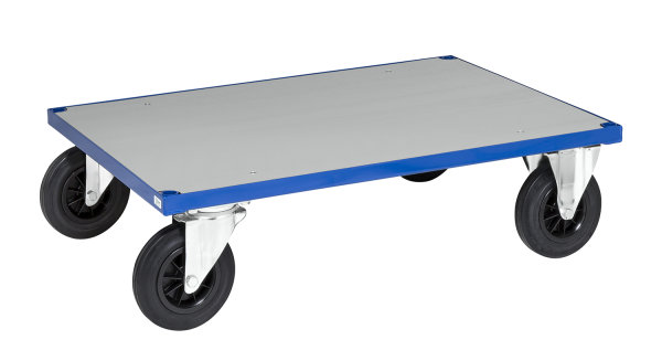 Plattformwagen, 1 Ebenen, 1000x700x260 mm, 500 kg Tragf&auml;higkeit, Blau / Verzinkt, ohne Bremsen