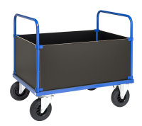Kofferwagen, 1 Ebenen, 1000x700x900 mm, 500 kg Tragfähigkeit, Blau / Verzinkt, ohne Bremsen