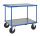 Tischwagen, 2 Ebenen, 1200 x 800 mm, 500 kg Tragf&auml;higkeit, Blau / Verzinkt, ohne Bremsen