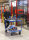 Tischwagen, 2 Ebenen, 1200 x 800 mm, 500 kg Tragf&auml;higkeit, Blau / Verzinkt, ohne Bremsen