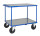 Tischwagen, 2 Ebenen, 1200 x 800 mm, 500 kg Tragf&auml;higkeit, Blau / Verzinkt, mit Bremsen