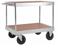 Tischwagen, 894 x 594 mm, 800 kg Tragfähigkeit, Verzinkt / MDF, braun, ohne Bremsen