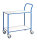 Kleiner Tischwagen, vollst&auml;ndig geschwei&szlig;t, 2 Ebenen, 755 x 430 mm, 150 kg Tragf&auml;higkeit, Wei&szlig; / Blau, ohne Bremsen