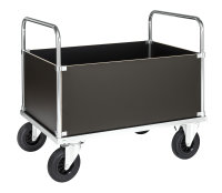Kofferwagen, 1000x700x900 mm, 500 kg Tragf&auml;higkeit, Verzinkt / MDF, braun, ohne Bremsen