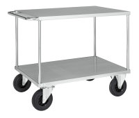 Tischwagen, 2 Ebenen, 1000 x 700 mm, 500 kg Tragfähigkeit, Verzinkt, mit Bremsen