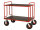 Plattformwagen, 1000x600x1000 mm, 500 kg Tragf&auml;higkeit, Rot / MDF, braun, ohne Bremsen