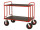 Plattformwagen, 1200x700x1000 mm, 500 kg Tragf&auml;higkeit, Rot / MDF, braun, ohne Bremsen