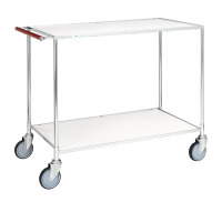 Tischwagen, 2 Ebenen, 1080x580x870 mm, 200 kg Tragfähigkeit, Verzinkt / Weiß