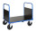 Plattformwagen, 1 Ebenen, 1000x700x900 mm, 500 kg Tragf&auml;higkeit, Blau / MDF, braun, ohne Bremsen