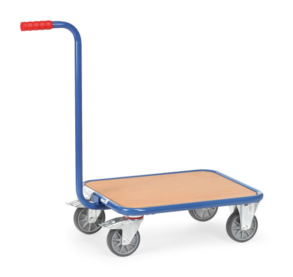 Griffroller 1161 - Holzboden, 600 x 500  mm, 250 kg Tragf&auml;higkeit, Blau, mit Bremse