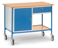 Rolltisch 5866, 1120 x 650  mm, 150 kg Tragf&auml;higkeit, Blau, mit Bremse