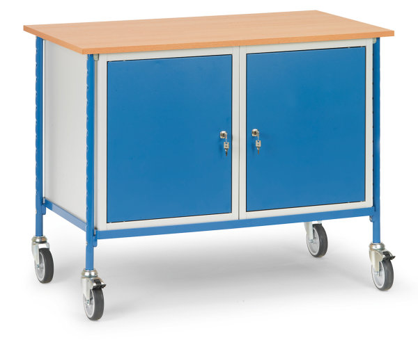 Rolltisch 5868, 1120 x 650  mm, 150 kg Tragf&auml;higkeit, Blau, mit Bremse