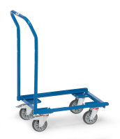 Eurokasten-Roller 13587 - offener Rahmen, 605 x 405  mm, 250 kg Tragfähigkeit, Blau, mit Bremse