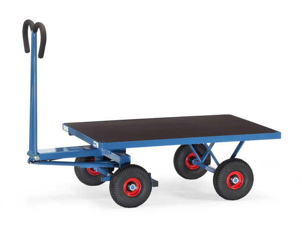 Handpritschenwagen 6403L mit Zug&ouml;se, 1200 x 800  mm, 700 kg Tragf&auml;higkeit, Blau, luftbereift