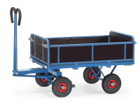 Handpritschenwagen 6453L  mit Zugöse, 1200 x 800  mm, 700 kg Tragfähigkeit, Blau, luftbereift