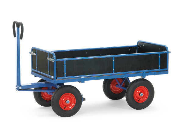 Handpritschenwagen 6454L mit Zug&ouml;se, 1200 x 800  mm, 1000 kg Tragf&auml;higkeit, Blau, luftbereift