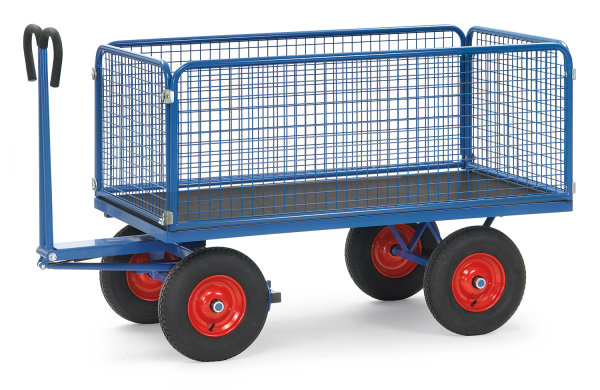 Handpritschenwagen 6435L mit Zug&ouml;se, 1600 x 900  mm, 1000 kg Tragf&auml;higkeit, Blau, luftbereift