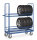 Reifenwagen 4596, 1420 x 610  mm, 400 kg Tragf&auml;higkeit, Blau, mit Bremse