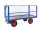 Schwerlastwagen, 2000 x 1000 mm, 1500 kg Tragf&auml;higkeit, Blau, luftbereift, mit Gitteraufbau