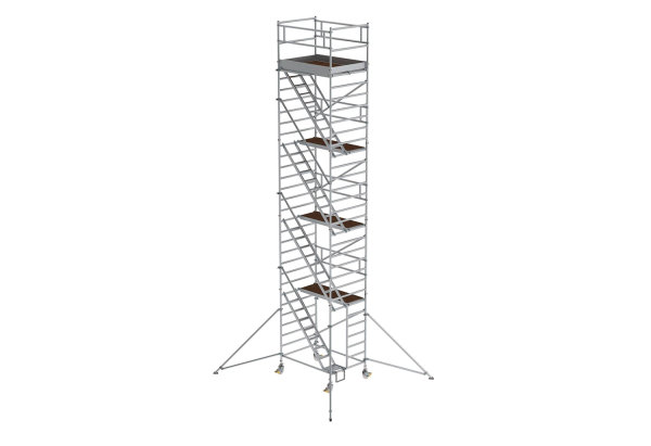 Rollger&uuml;st 1,35x1,80 m mit Schr&auml;gaufstiegen &amp; Ausleger Plattformh&ouml;he 8,35 m