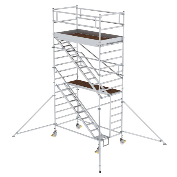 Rollger&uuml;st 1,35x2,45 m mit Schr&auml;gaufstiegen &amp; Ausleger Plattformh&ouml;he 4,35 m