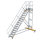 Plattformtreppe 45&deg; fahrbar Stufenbreite 600 mm 15 Stufen Aluminium geriffelt