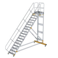 Plattformtreppe 45° fahrbar Stufenbreite 800 mm 18 Stufen Aluminium geriffelt