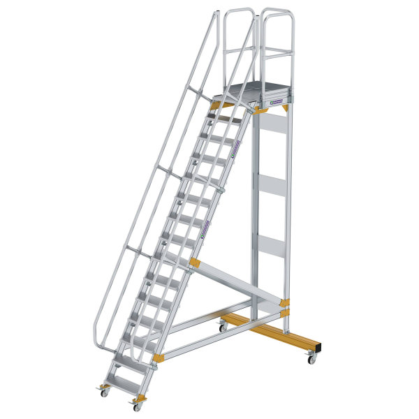 Plattformtreppe 60&deg; fahrbar Stufenbreite 600 mm 15 Stufen